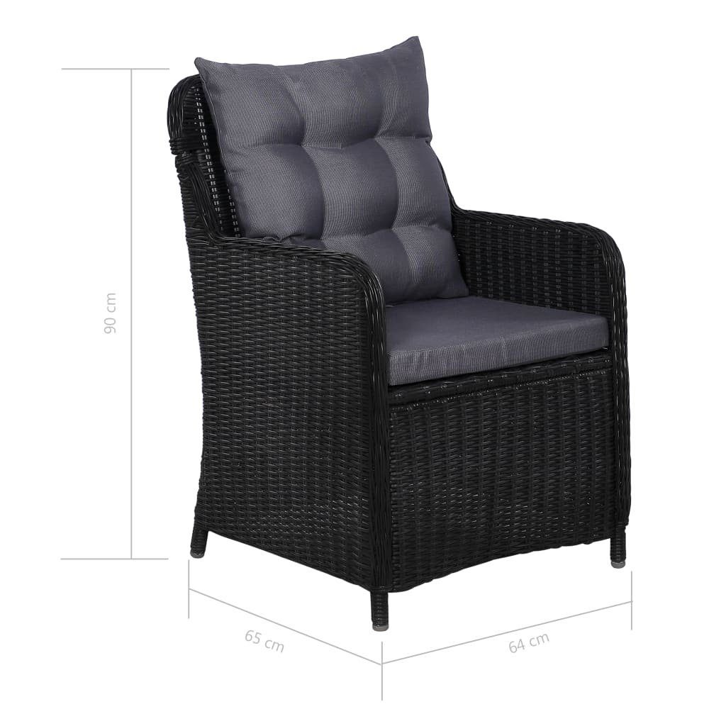 vidaXL Garten-Essgruppe 9-tlg. Garten-Essgruppe Poly Rattan Schwarz, (9-tlg)
