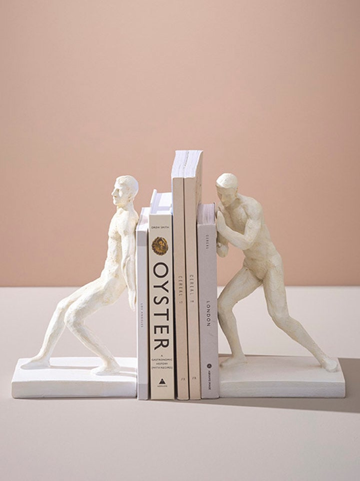 Jotex 2er-Set: Bücherhalter ''Human Push'' in Weiß - (B)16,5 x (H)26,7 x (T)11 cm günstig kaufen onesize