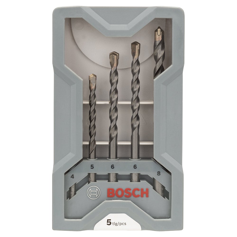 BOSCH 4-8MM SILVER PERCUSSION MASONRY DRILL BIT SET - 5 PIECE