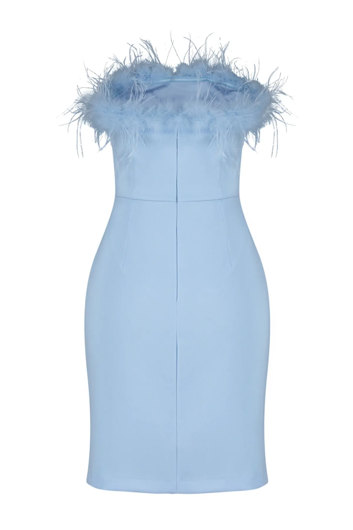 Trendyol Collection  Hellblaues, figurbetontes, gefüttertes, gewebtes Otriches-Abendkleid TPRSS23EL00547
