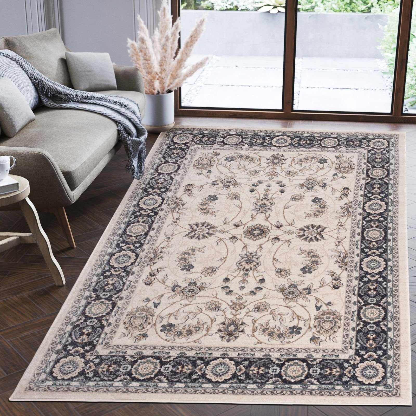 Orientteppich Oriente Teppich - Traditioneller Teppich Orient Beige Grau, Mazovia, 60 x 100 cm, Geeignet für Fußbodenheizung, Pflegeleicht, Wohnzimmerteppich