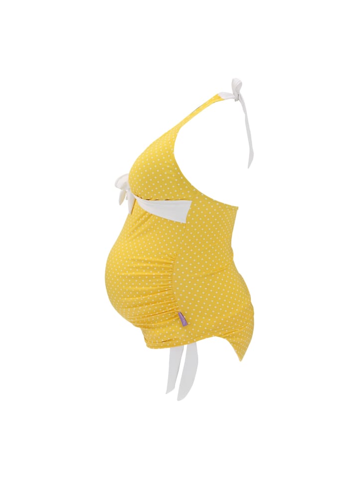 petit amour Umstandsbademode ANNIE in Gelb-weiß gepunktet maternity swimwear günstig kaufen