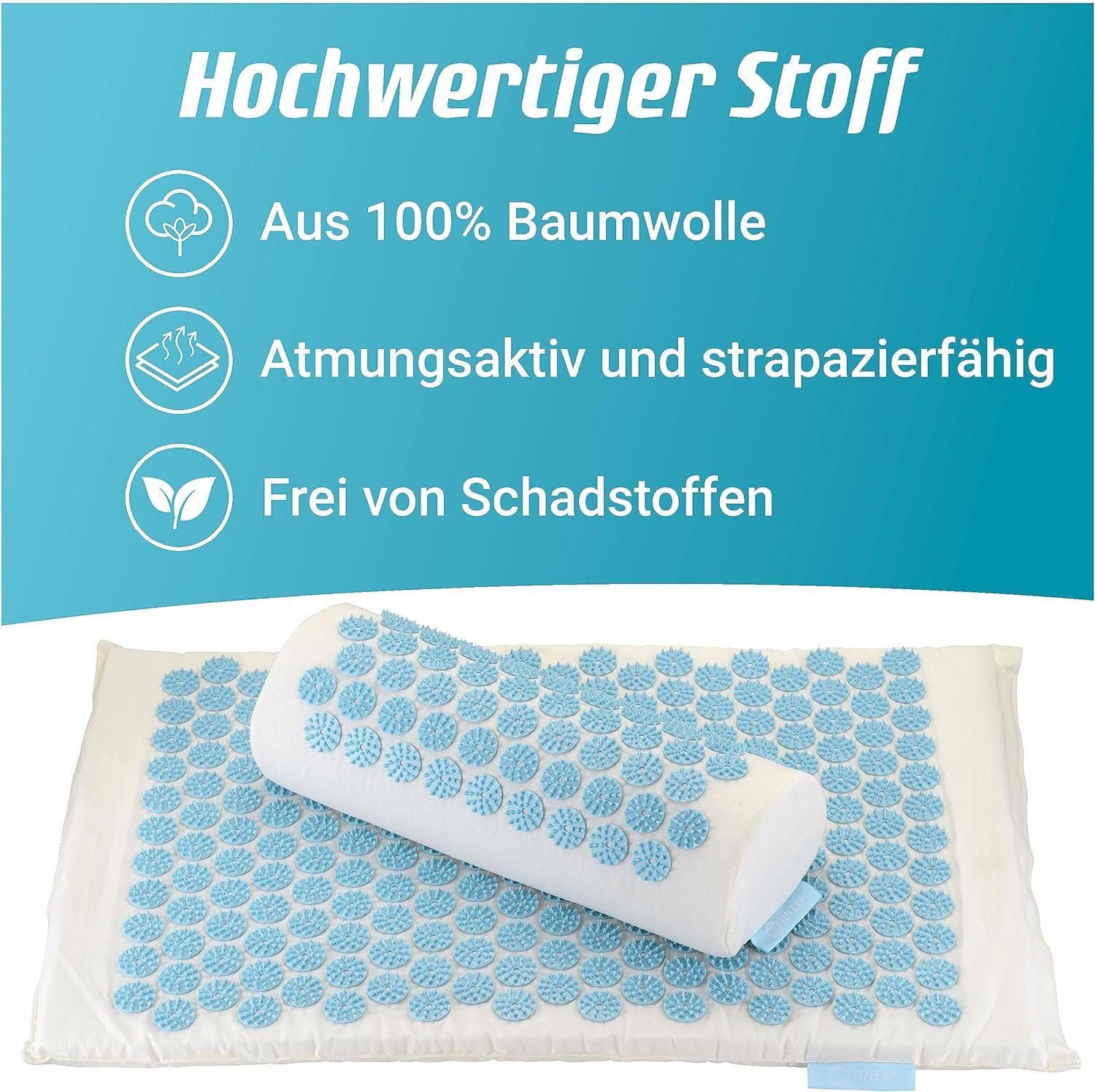 KLAMER Akupressurmatte Fitleap Akupressurmatte-Set mit Kissen, Massage-Matte zur wohltuenden…