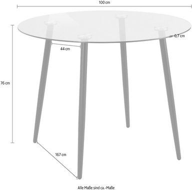 INOSIGN Glastisch Danny, runder Esstisch mit einem Ø von 100 cm