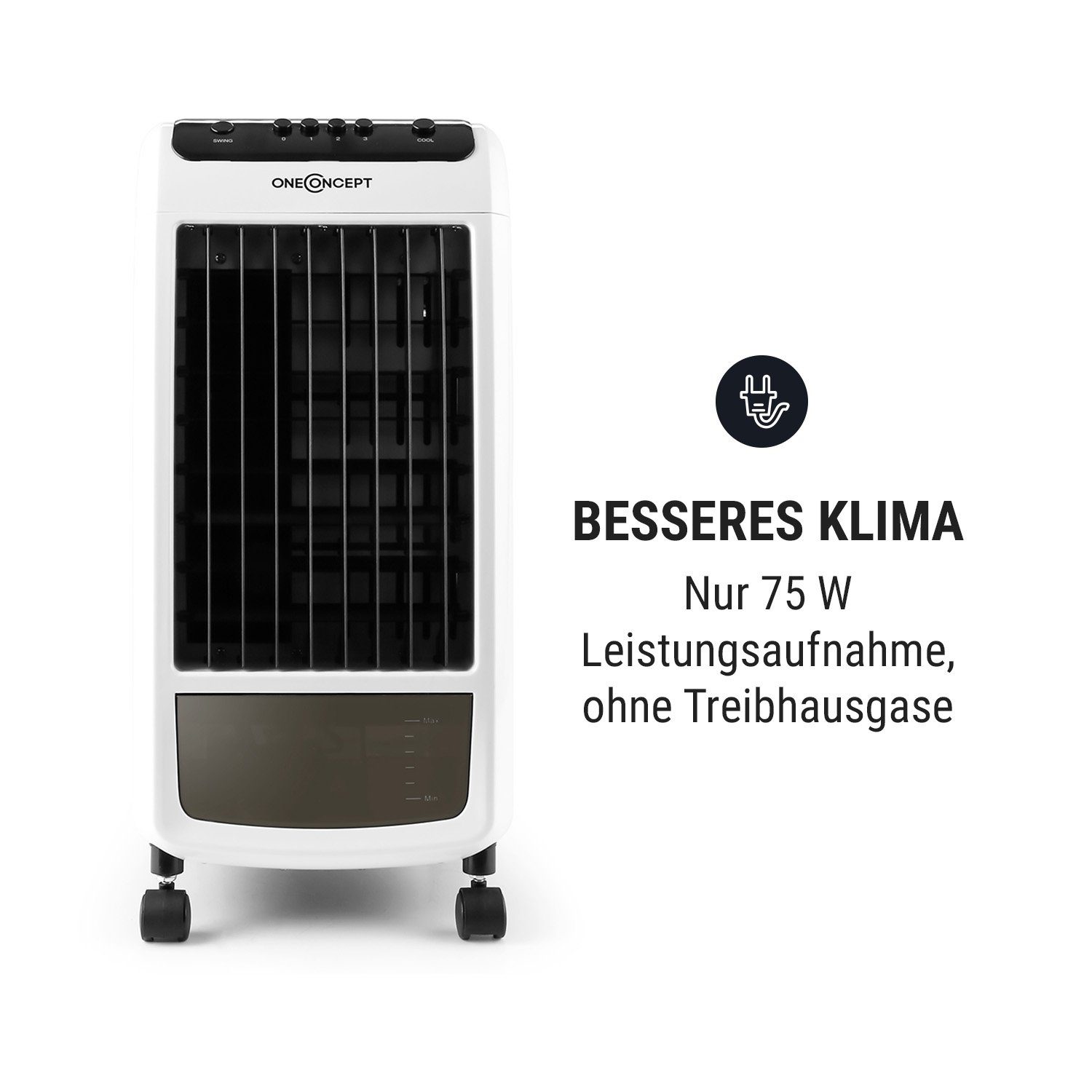 ONECONCEPT Ventilatorkombigerät Carribean Blue 3-in-1 Luftkühler, mit Wasserkühlung & Eis mobil Klimagerät ohne Abluftschlauch