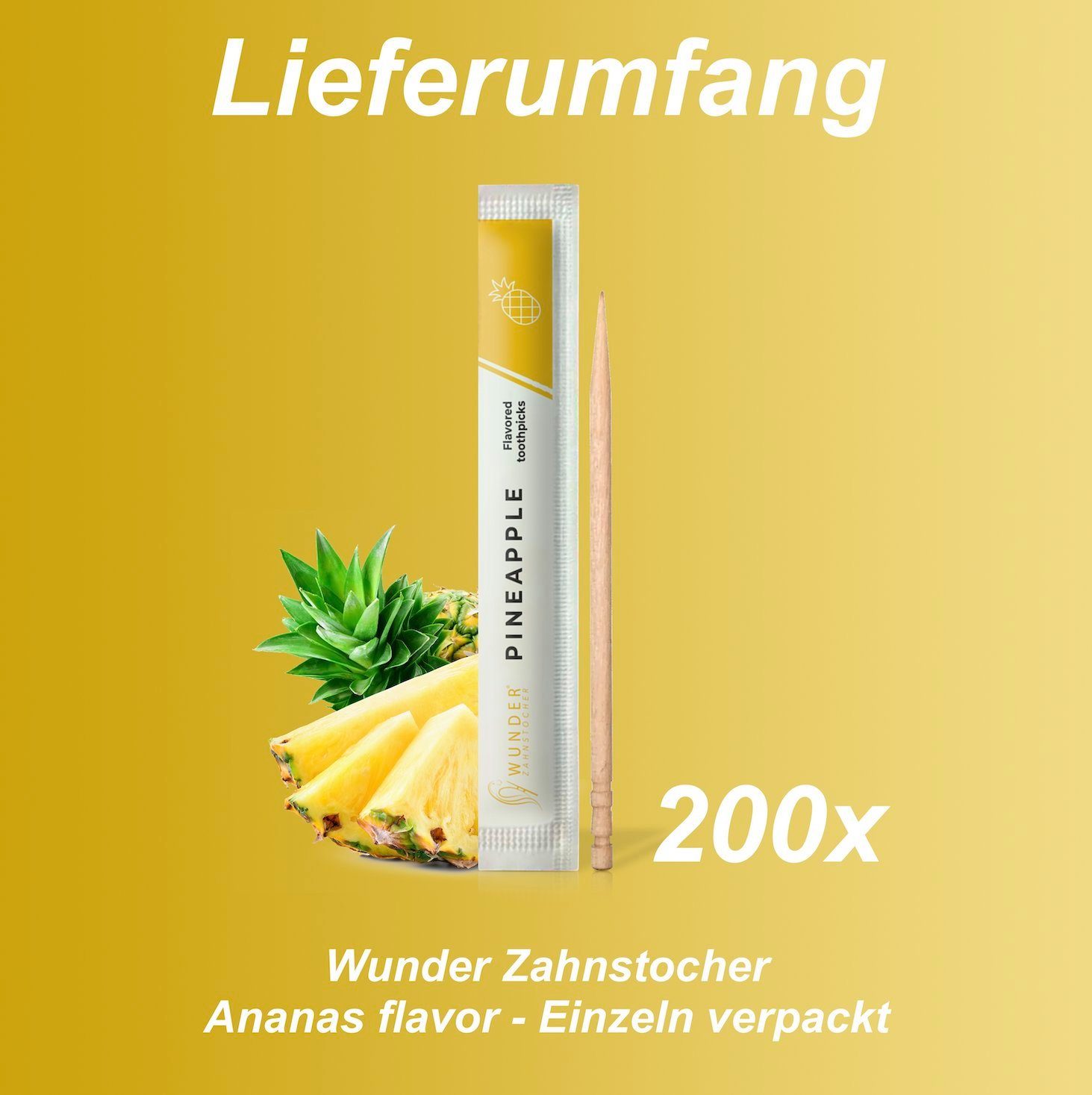 Wunder Zahnstocher Mundpflegecenter Wunder Zahnstocher - 200er Set Ananas Einzeln Verpackt