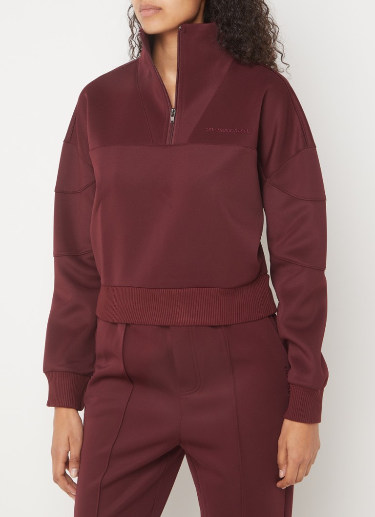 Colourful Rebel  Ilena sweater met halve rits en logoborduring