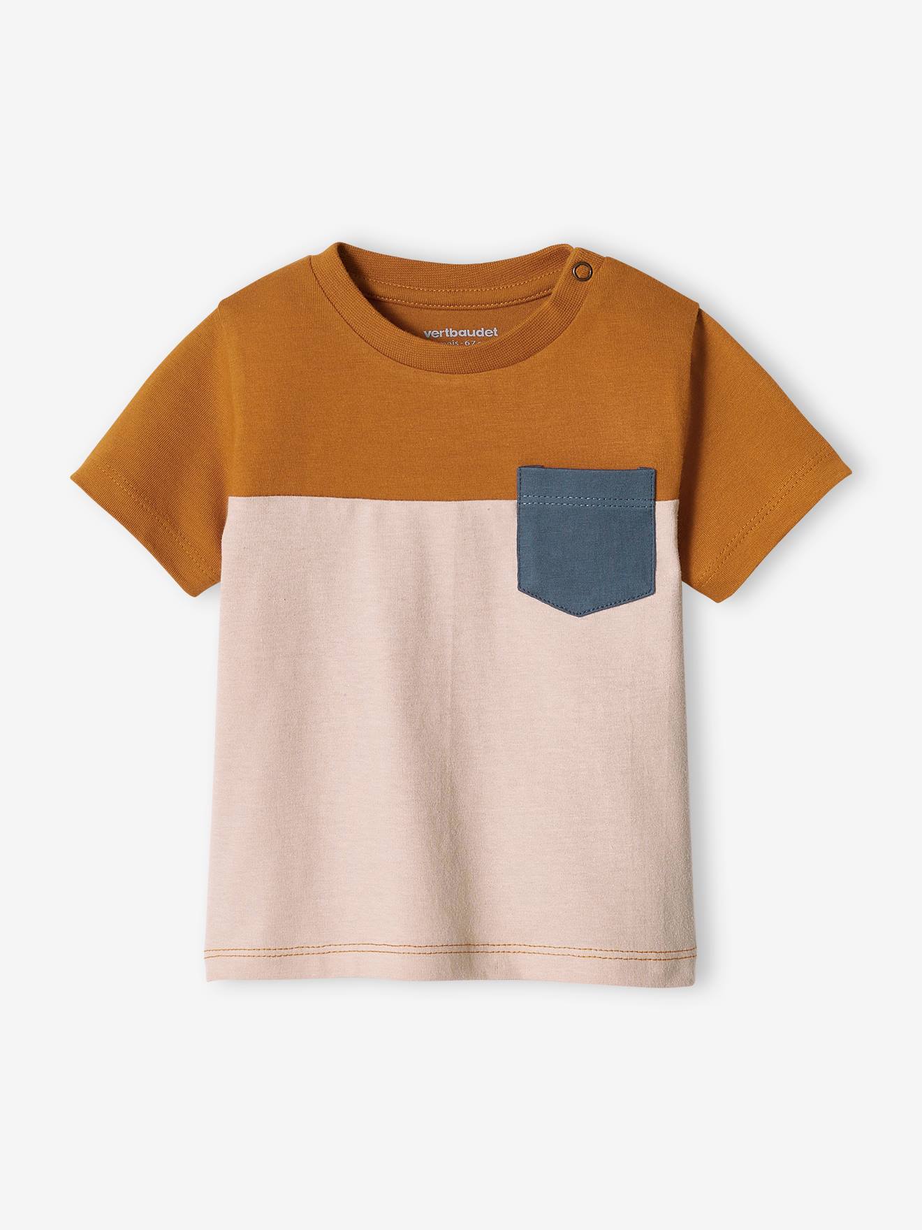 T-shirt colorblock bébé manches courtes vert grisé