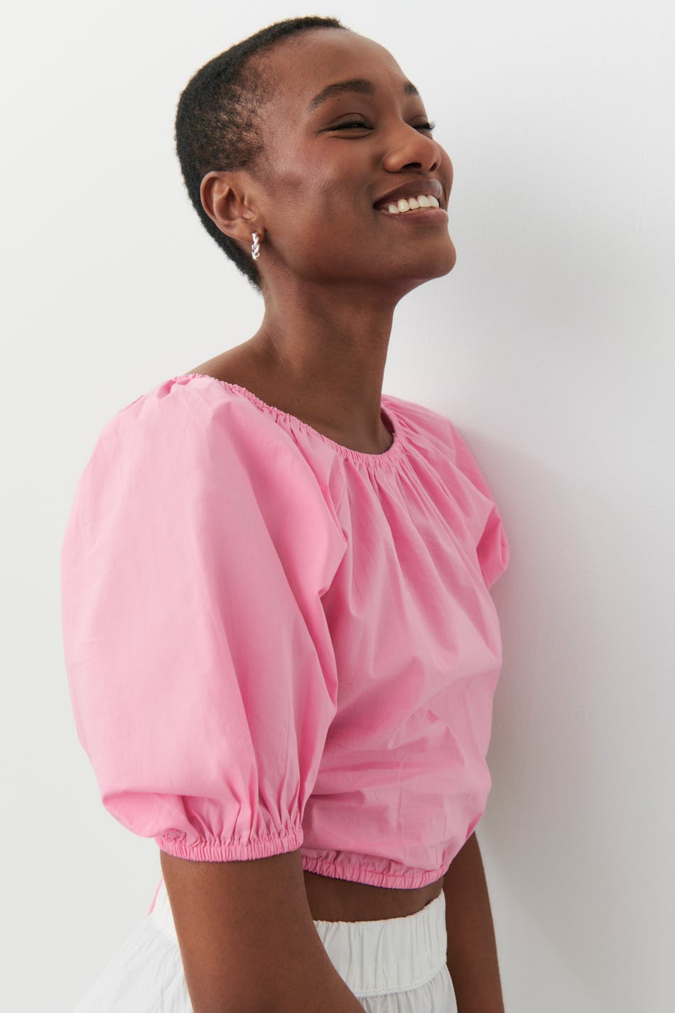 Cropped lacing blouse