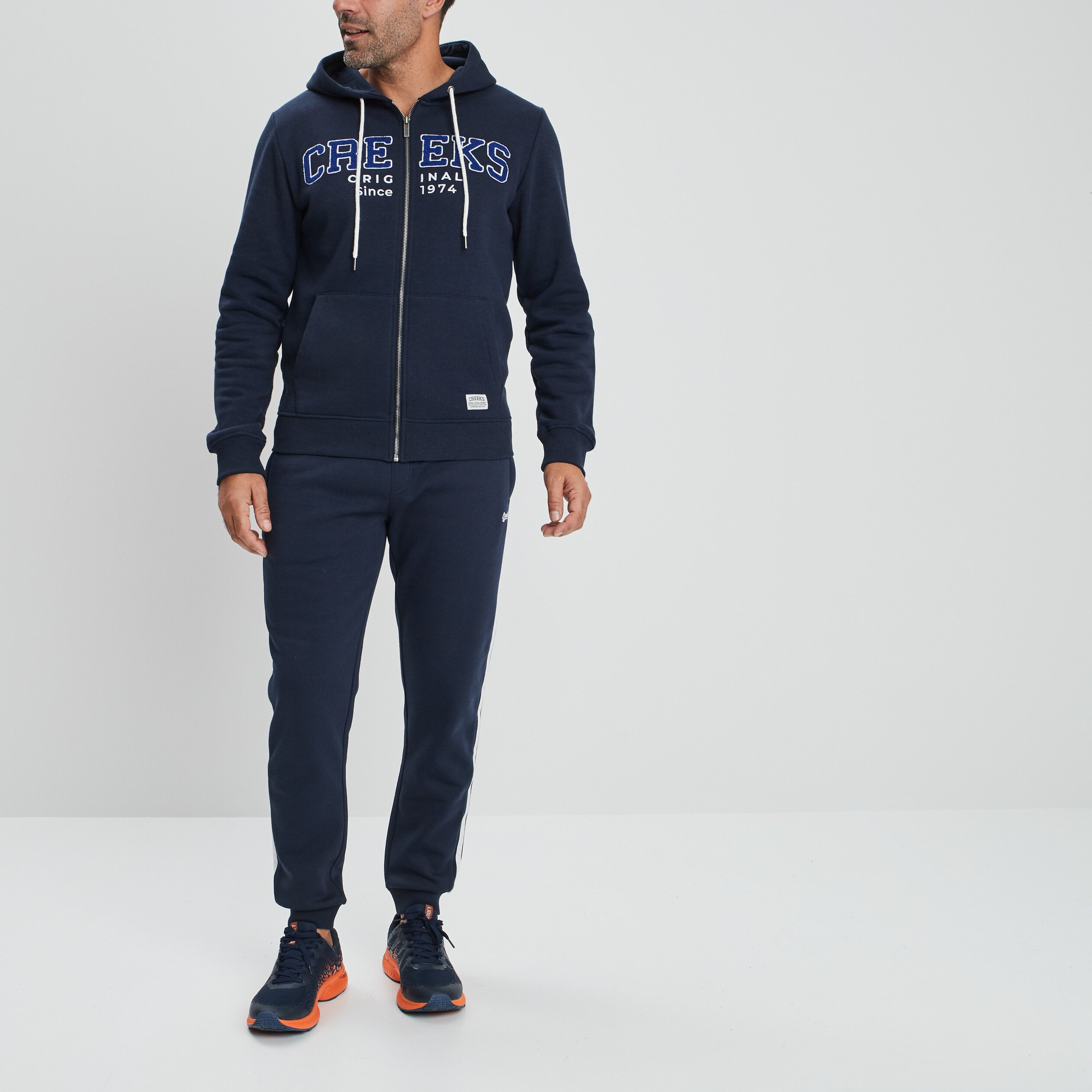 Sweat zippé à capuche Creeks bleu marine homme | La Halle