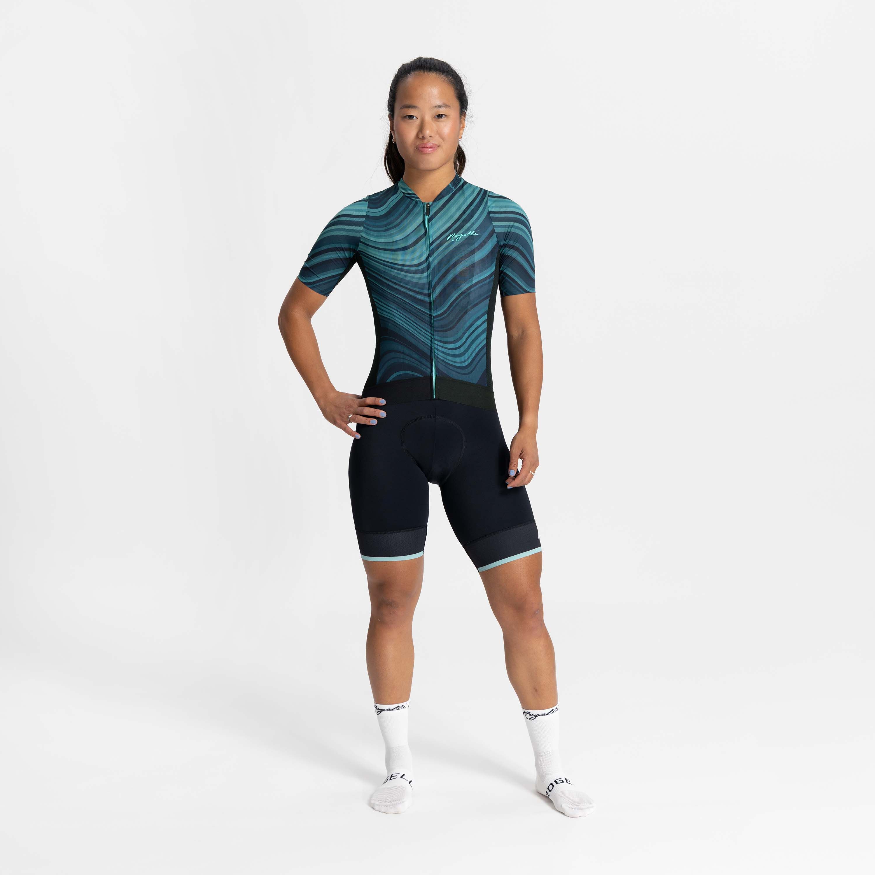 Rogelli Lynn Blau Damen Radtrikot Kurzarm