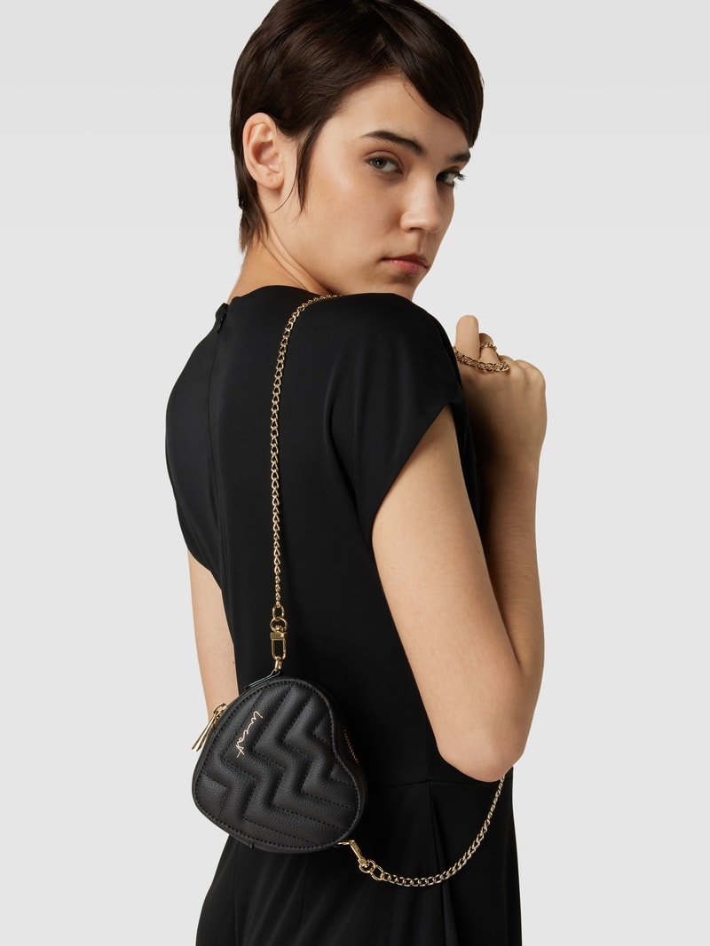 Handtasche mit Steppnähten Modell 'Mini Heart' in black