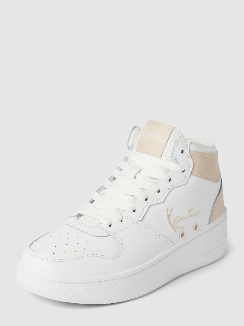 High-Top-Sneaker aus reinem Leder mit Label-Stitching in weiß
