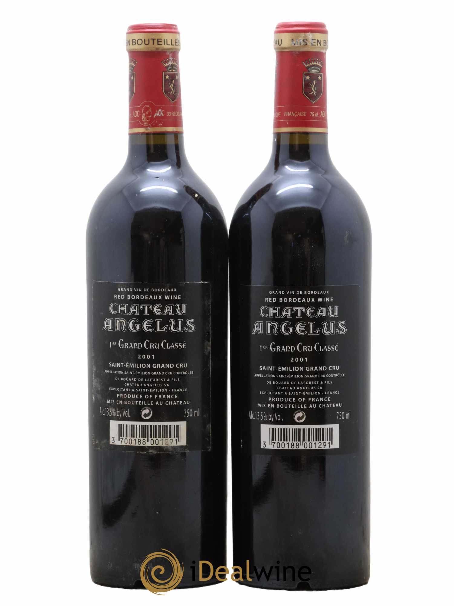 Château Angélus 1er Grand Cru Classé A  2001 - Lot de 2 Bouteilles