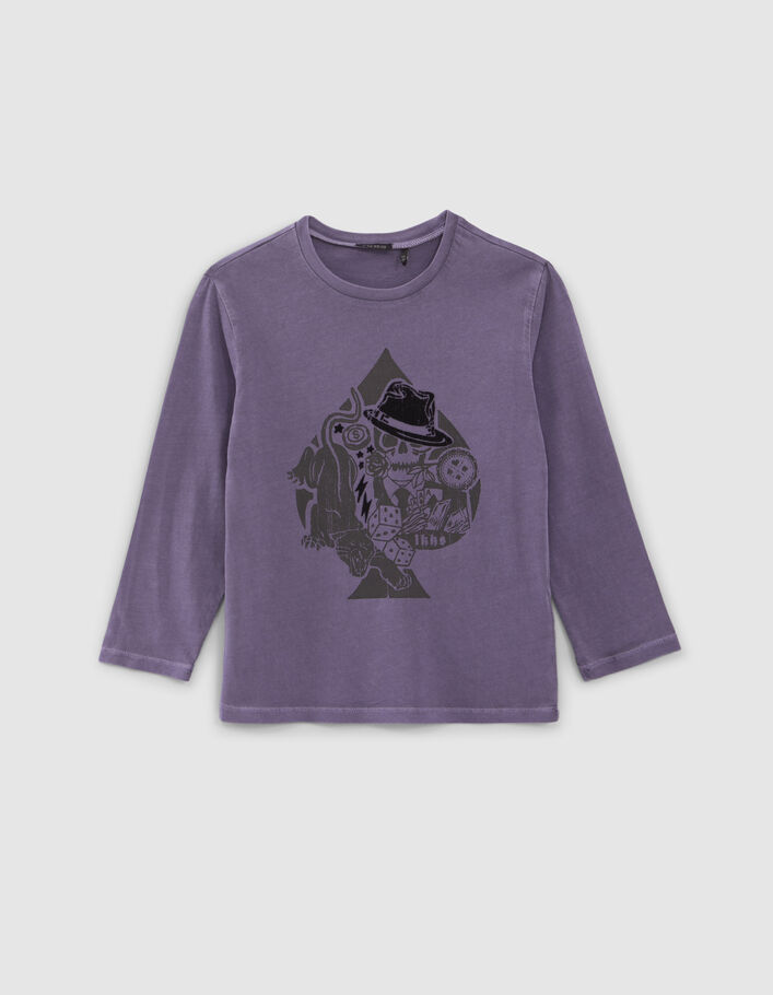 T-shirt violet visuel as de pique rock garçon