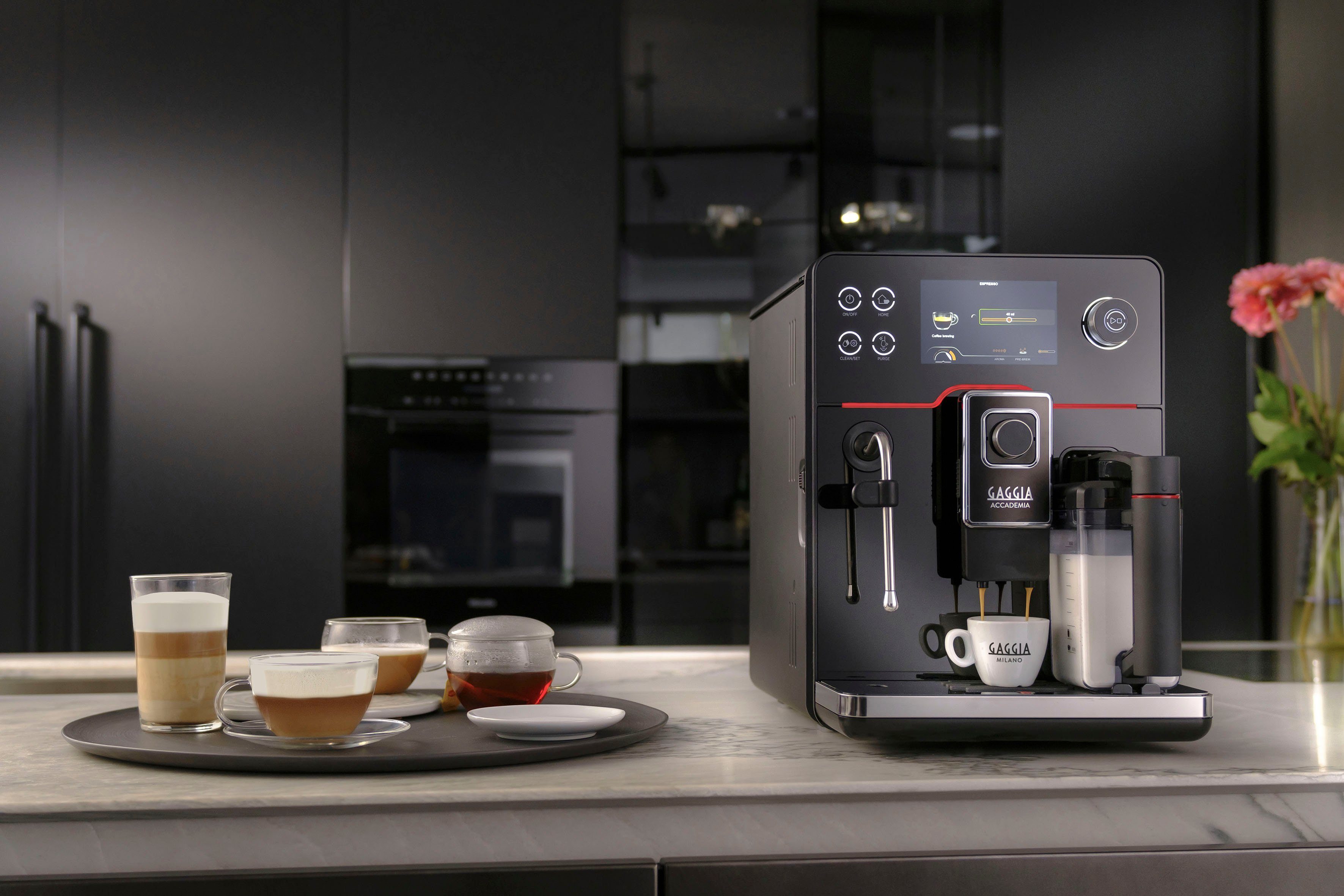 Gaggia Kaffeevollautomat Accademia, hochwertige schwarze Glasfront