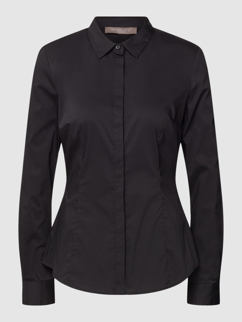 Hemdbluse mit Kentkragen in schwarz