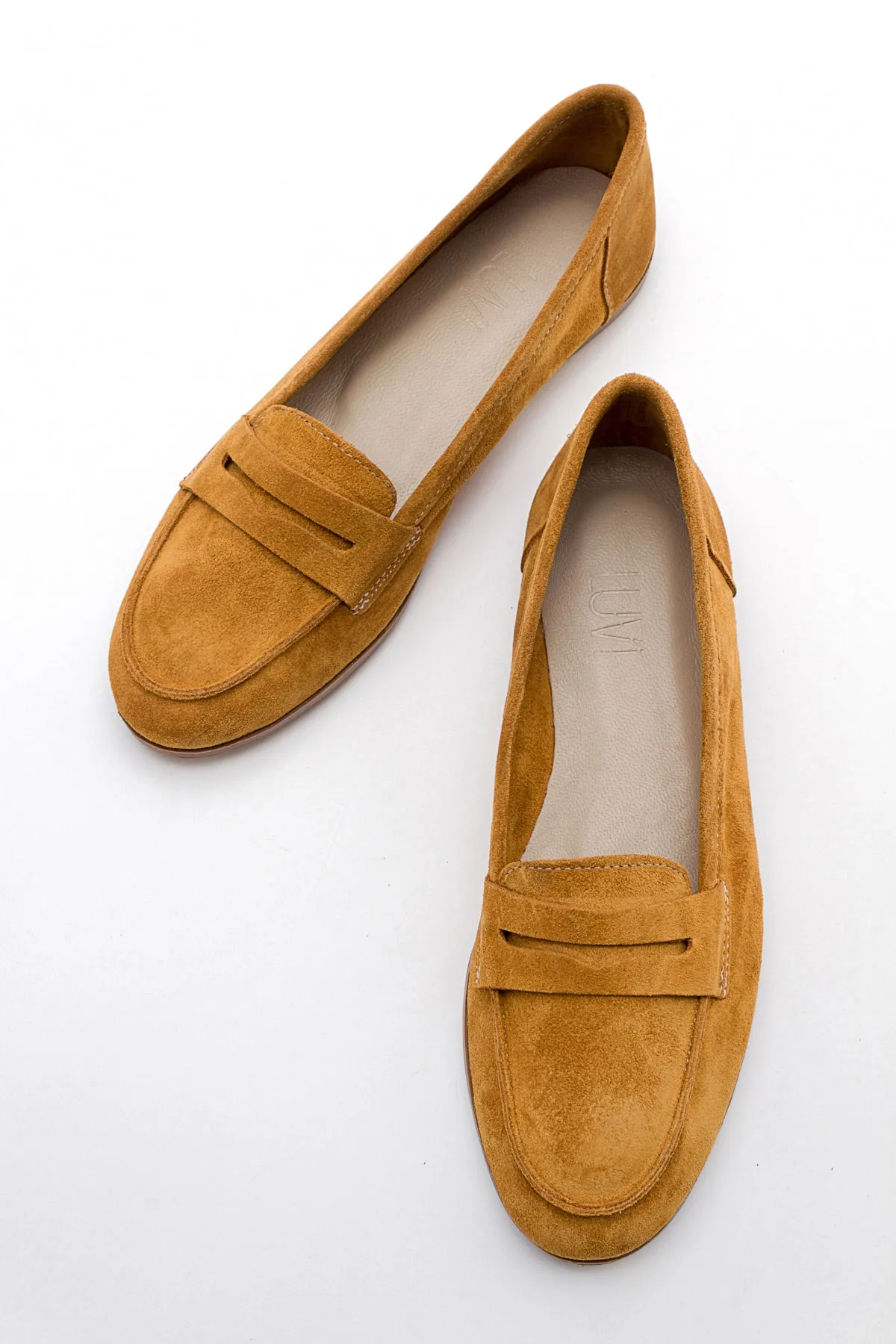 LuviShoes  F02 Damen-Ballerinas aus senffarbenem Wildleder