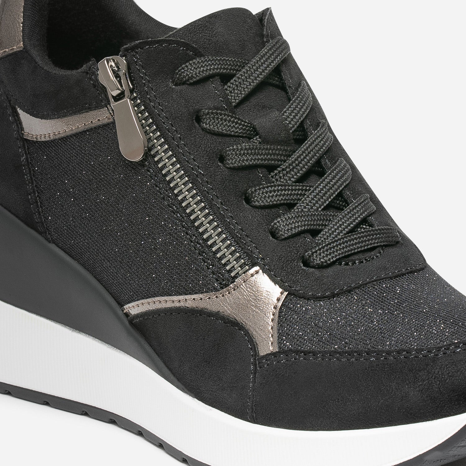 Tennis compensée noire détails bronze