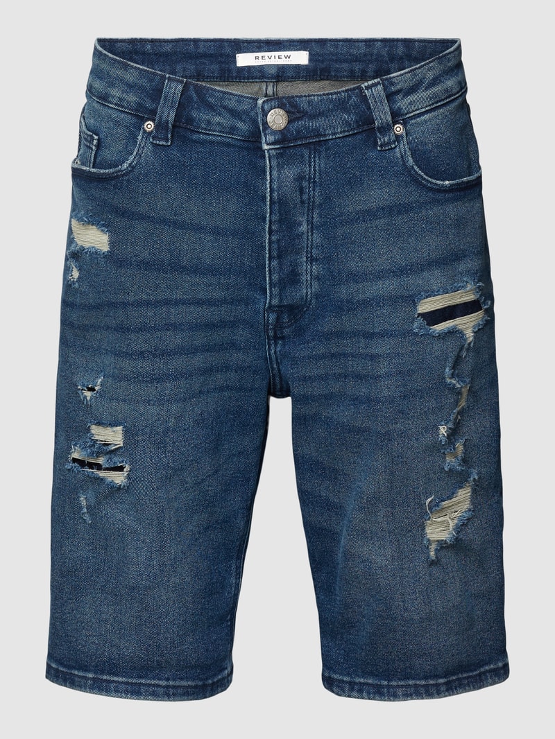 Jeansshorts im Destroyed-Look in dunkelblau