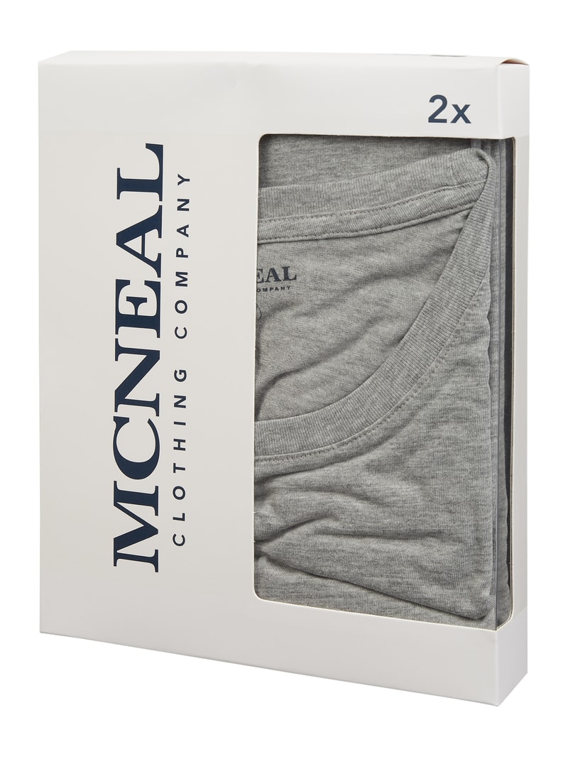 T-Shirt mit Viskose-Anteil im 2er-Pack in hellgrau meliert