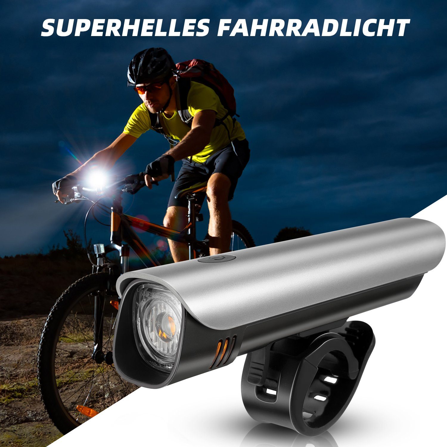 LETGOSPT Fahrradbeleuchtung LED Fahrradlampe Set StVZO zugelassen, Fahrradlicht Vorne 30 Lux, USB Aufladbar mit Batterie Aufforderung schwach,IPX5 Wasserdicht