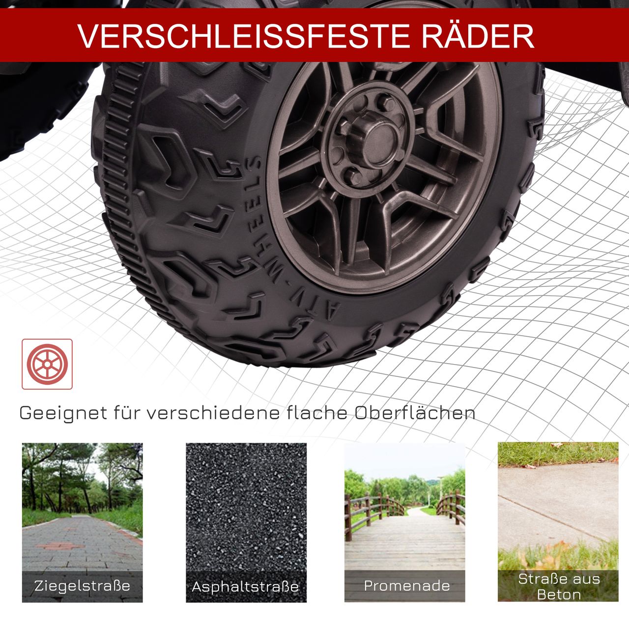 HOMCOM Elektro Kinderquad, Elektroauto, Elektro-Quad, Kinderfahrzeug, Rot