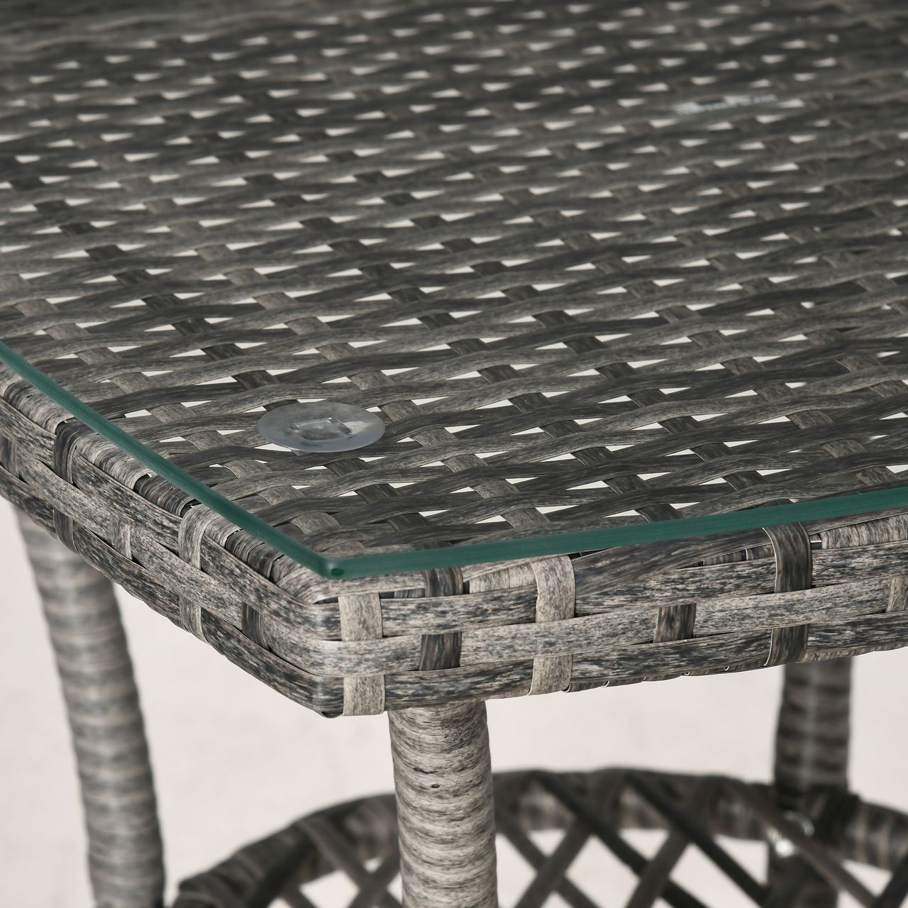 Outsunny Gartensitzgruppe mit Beistelltisch, Bistroset, 3-tlg. Rattan Gartenset Sitzgarnitur mit Sitzkissen Polyrattan   Stahl Dunkelgrau 60 x 58,5 x 89,5 cm