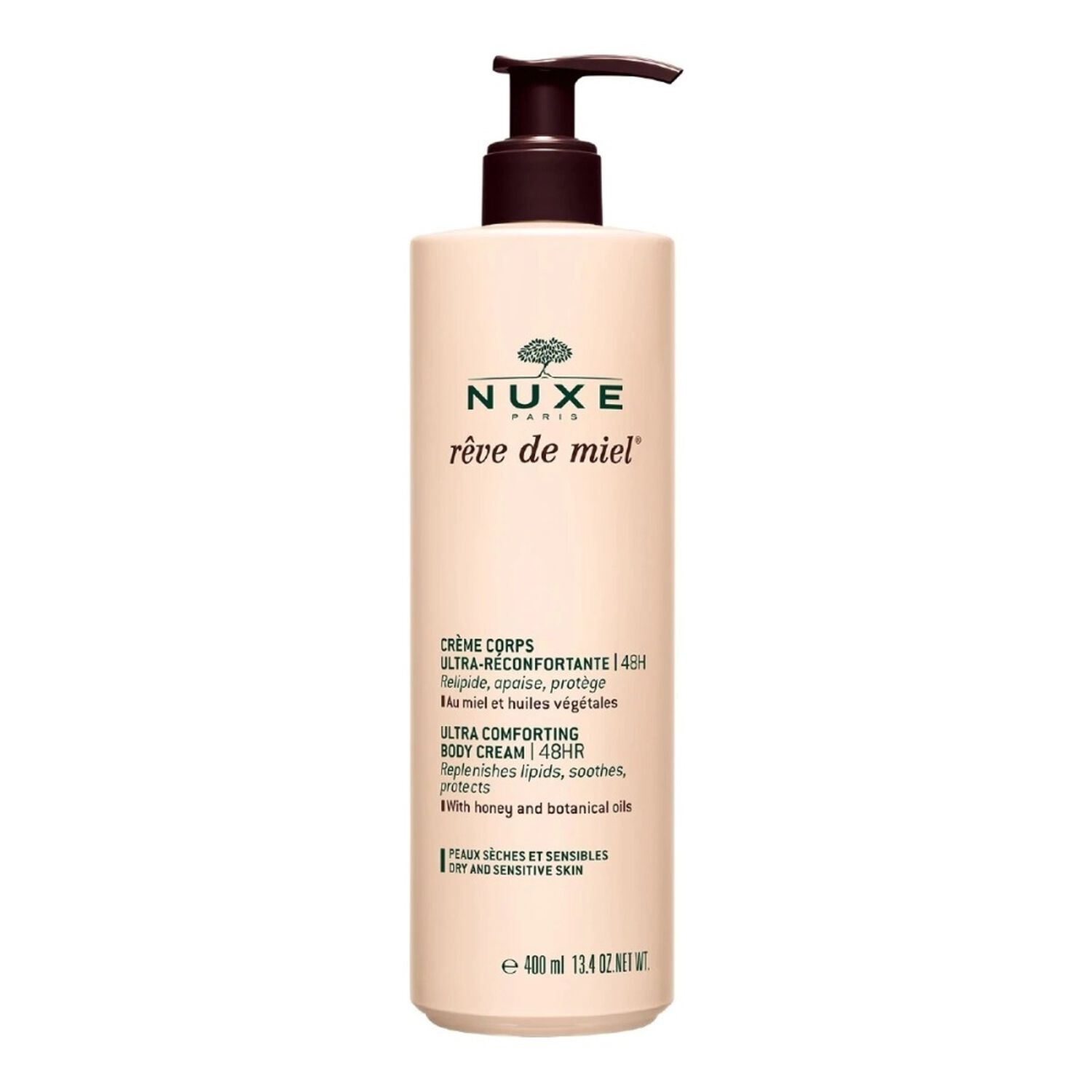 Nuxe Crème Corps Hydratante 48H Rêve de miel® - Ultra réconfortante - Peaux sèches et sensibles - 400ml