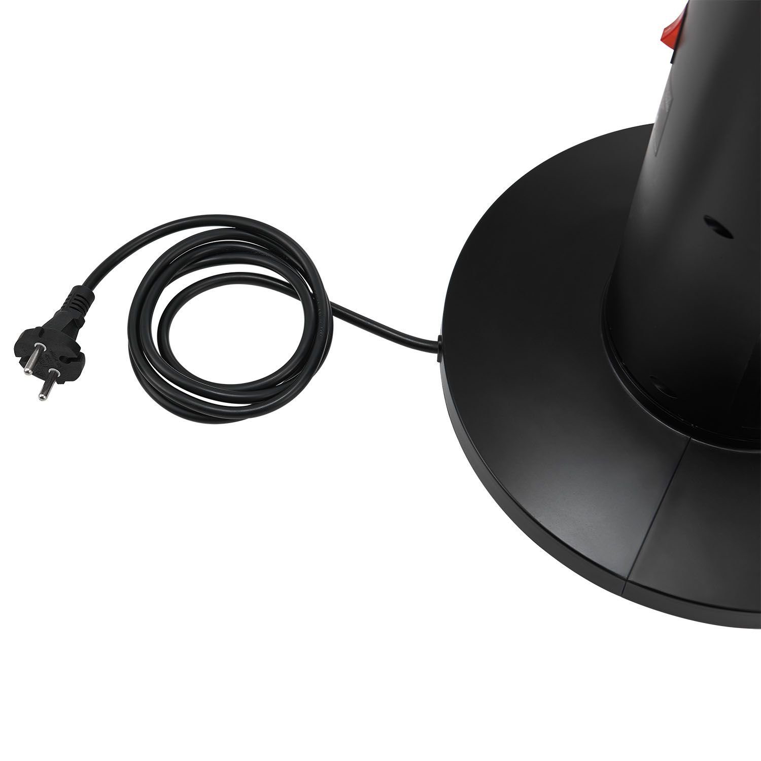 Juskys Heizlüfter Turm-Keramik-Heizer 1000/2000W in Schwarz, 2000 W, 2 Leistungsstufen, 50° Oszillation, LCD, Fernbedienung, Kamineffekt