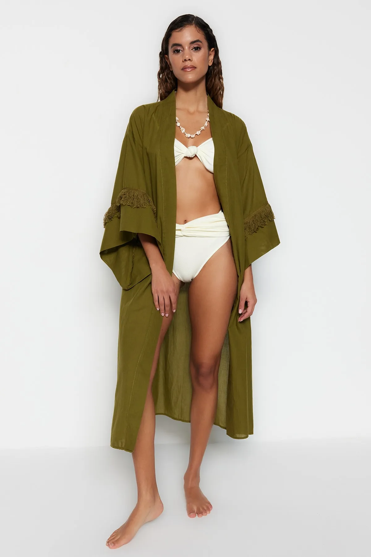 Trendyol Collection  Kimono & Kaftan - Khaki - Regular Fit
