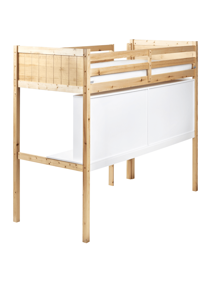 Beliani Hochbett FOUCAMONT in Heller Holzfarbton/Weiß - (W) 104 x (H) 180 x (L) 209 cm günstig kaufen onesize