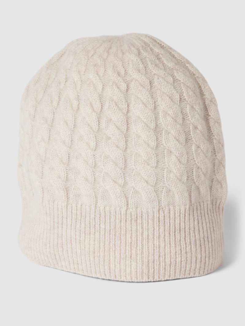 Strickmütze aus Kaschmir in beige meliert