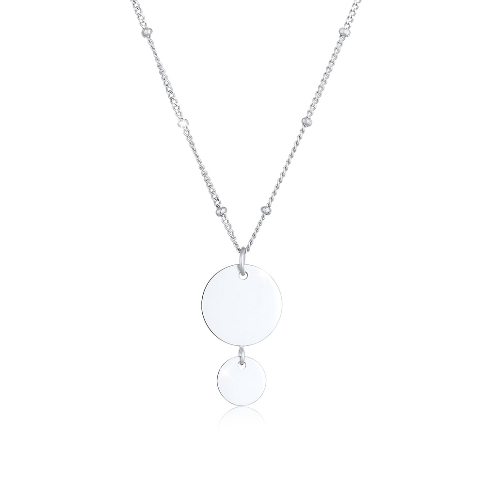 Elli Elli Collier Plaquettes Pendentif Chaîne à Boules Géo Look Trend Collier Femme -  Bijoux