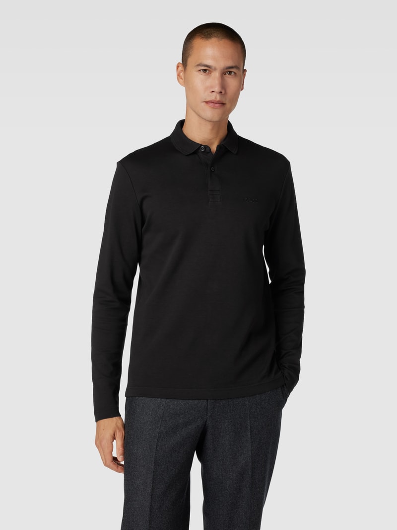 Poloshirt mit Label-Stitching Modell 'PIROL' in schwarz