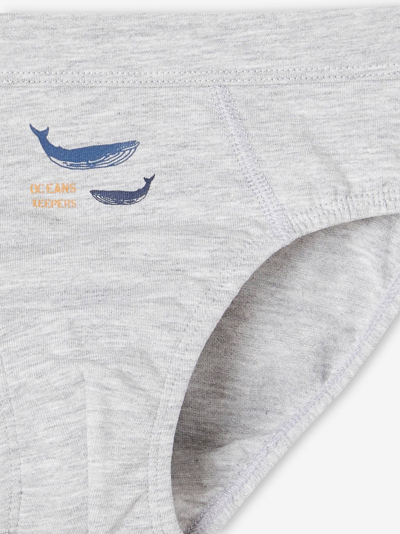Vertbaudet 7er-Pack Jungen Slips mit Bio-Baumwolle, Wale - himmelblau