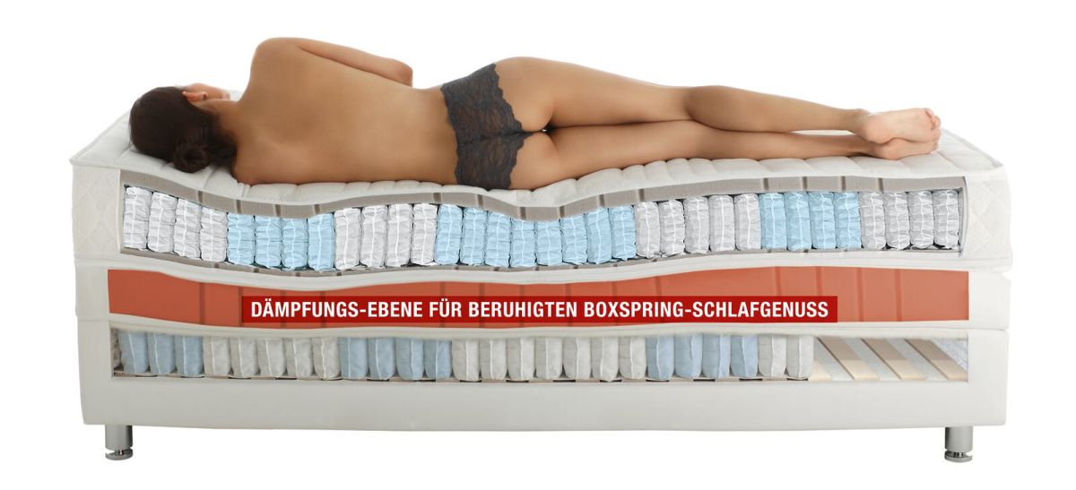 Ruf Boxspringbett mit Bettkasten Verena Grau 180 x 200 cm