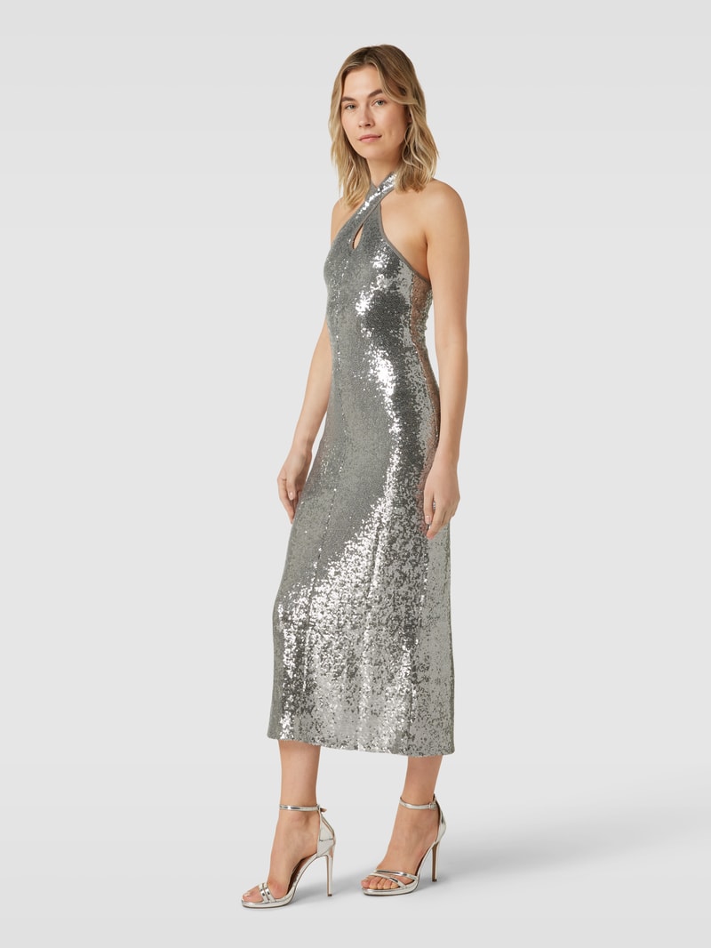 Abendkleid mit Paillettenbesatz Modell 'xtricia' in silber