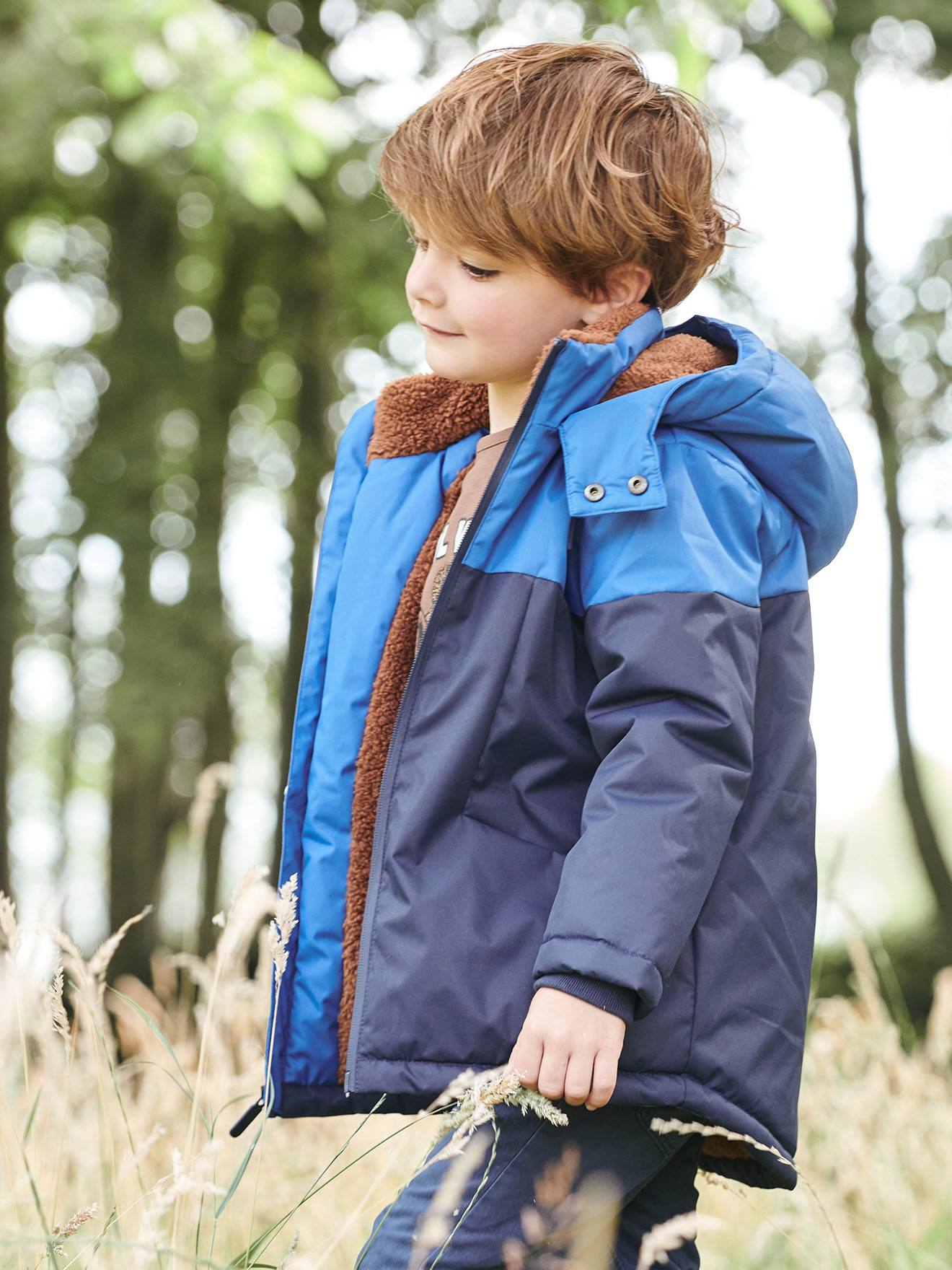 Parka technique à capuche garçon doublée fausse fourrure chaudron