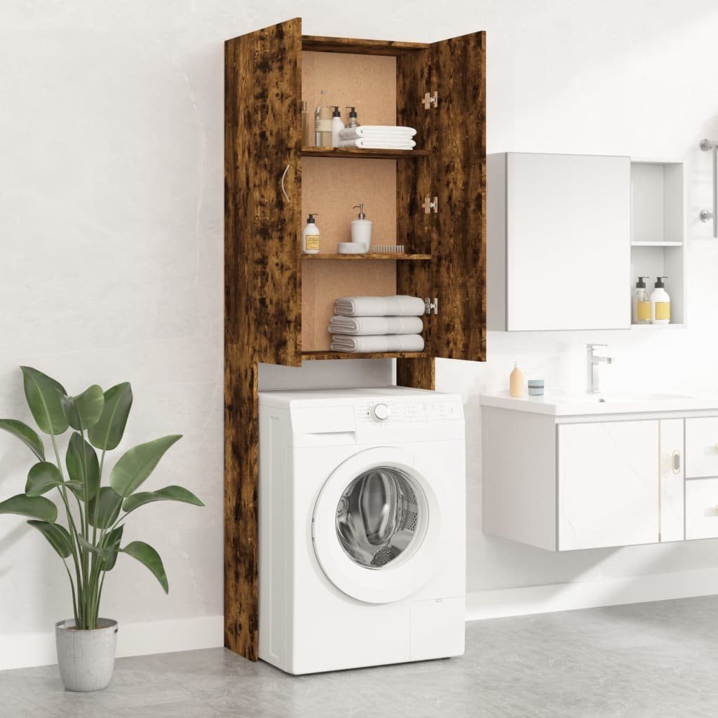 vidaXL Waschmaschinenumbauschrank Waschmaschinenschrank Räuchereiche 64x25,5x190 cm