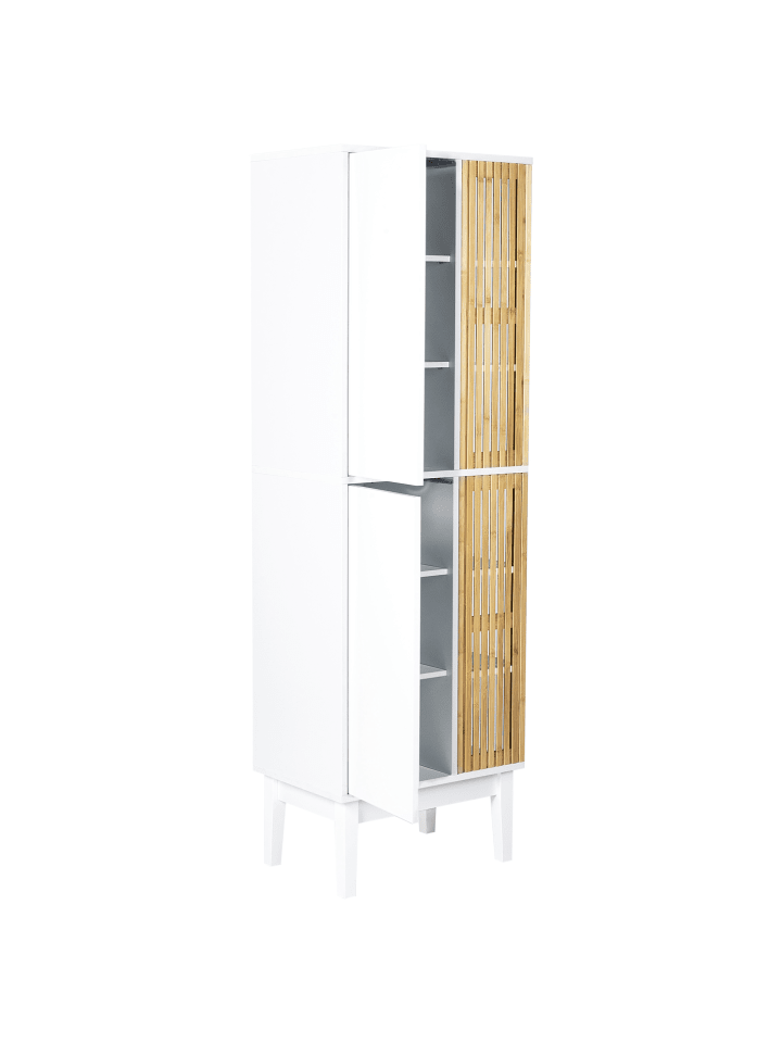 Beliani Badezimmerschrank NUBES in Weiß/Heller Holzfarbton günstig kaufen onesize