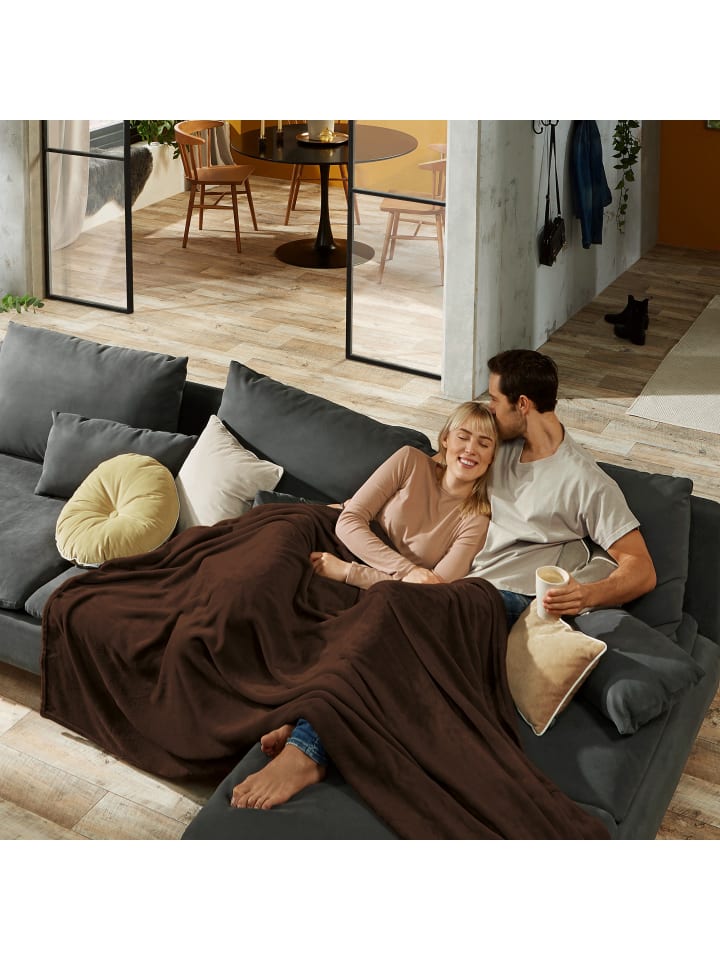 REDBEST Fleece, Microfaser Wohndecke Amarillo in braun günstig kaufen