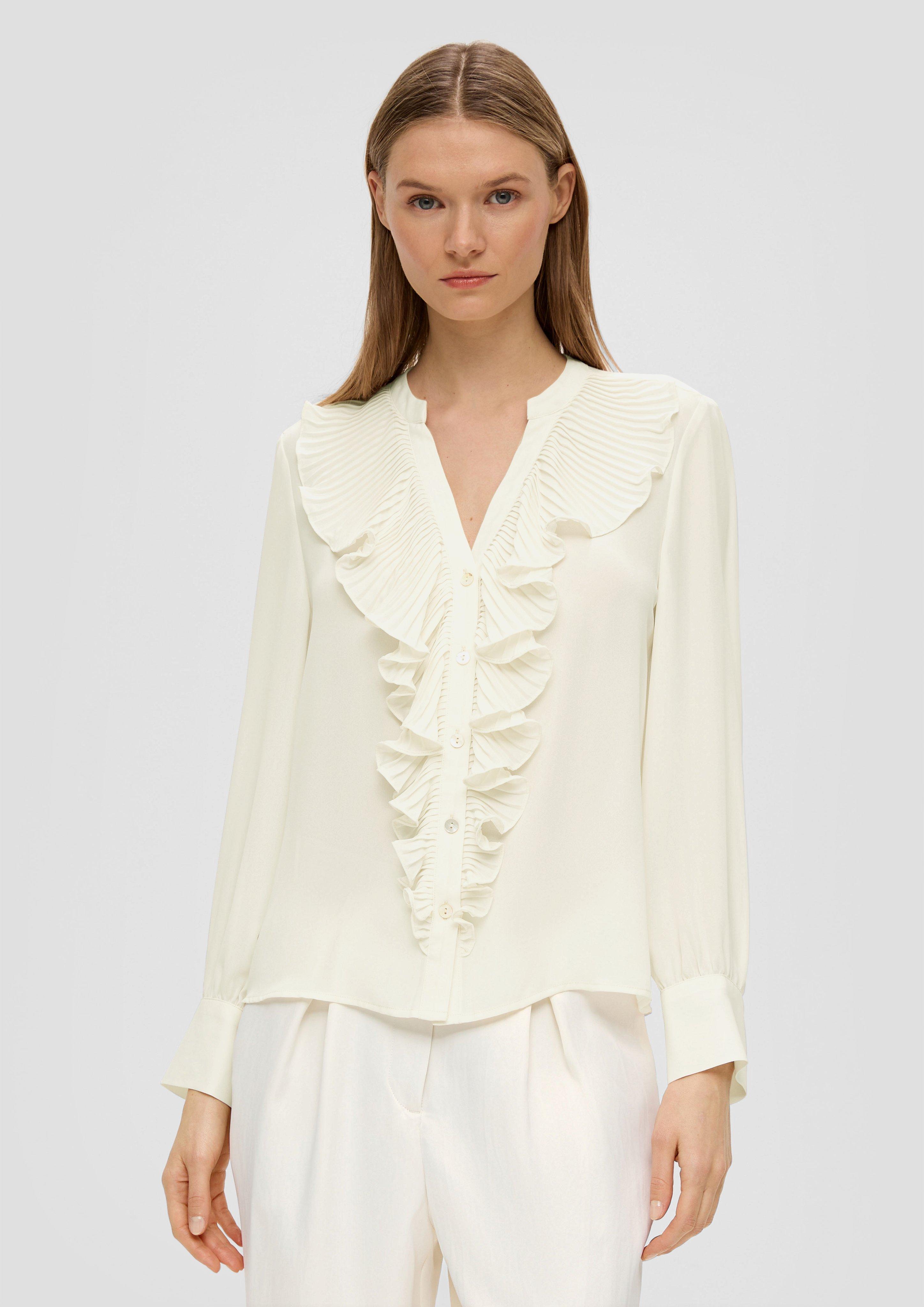 Crêpe-Bluse mit plissierten Volants  2139580-0700