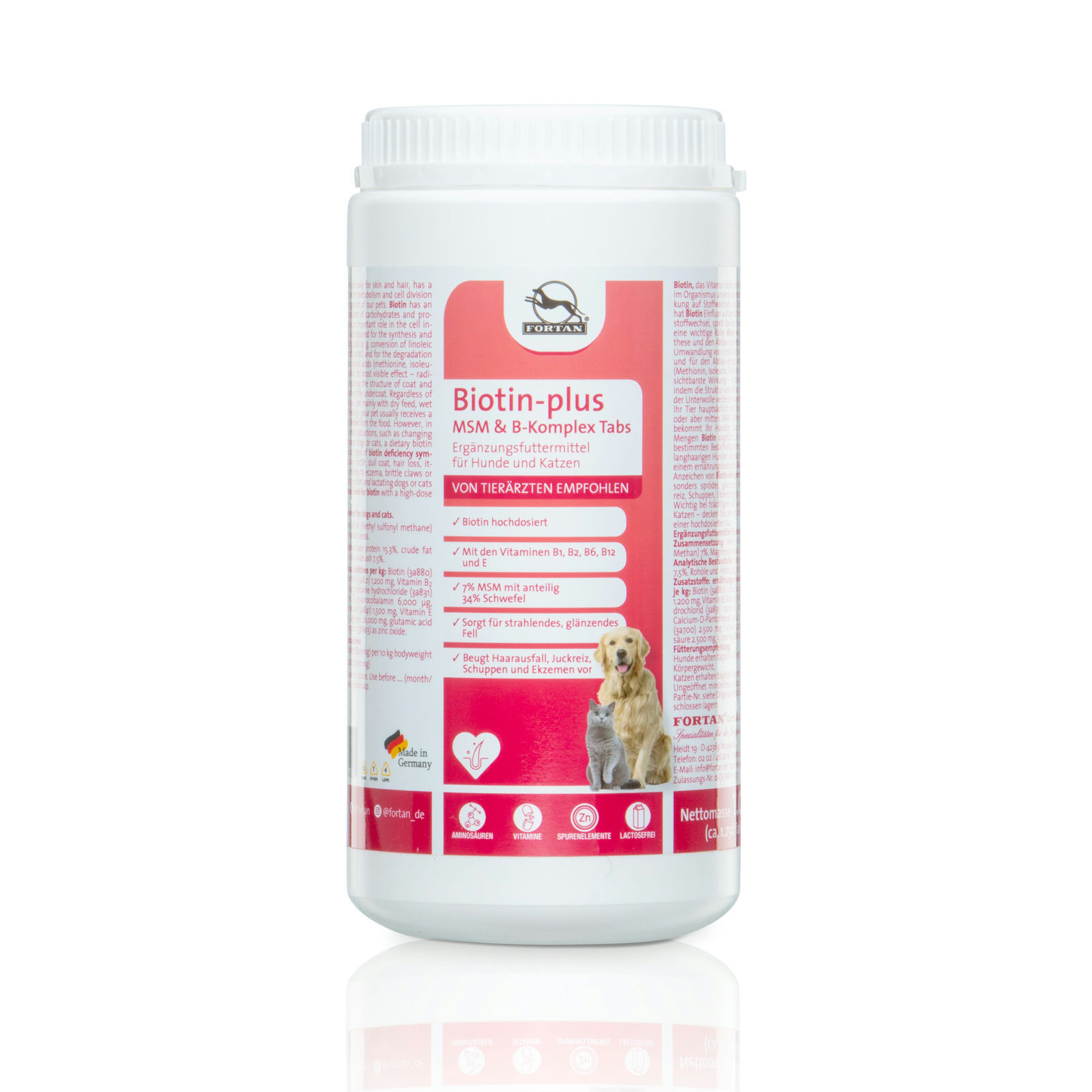 Fortan Ergänzungsfutter & Aufzucht Fortan Biotin-plus MSM & B-Komplex Tabs 1 kg