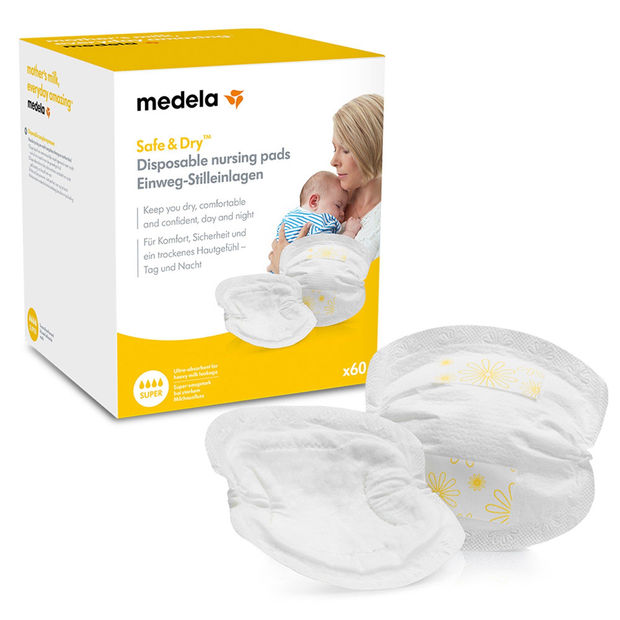 MEDELA BH-Stilleinlagen Safe & Dry Einweg-Stilleinlagen hygienisch saugfähig 60 Stück