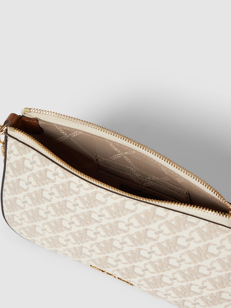 Handtasche mit Label-Applikation Modell 'EMPIRE' in ecru