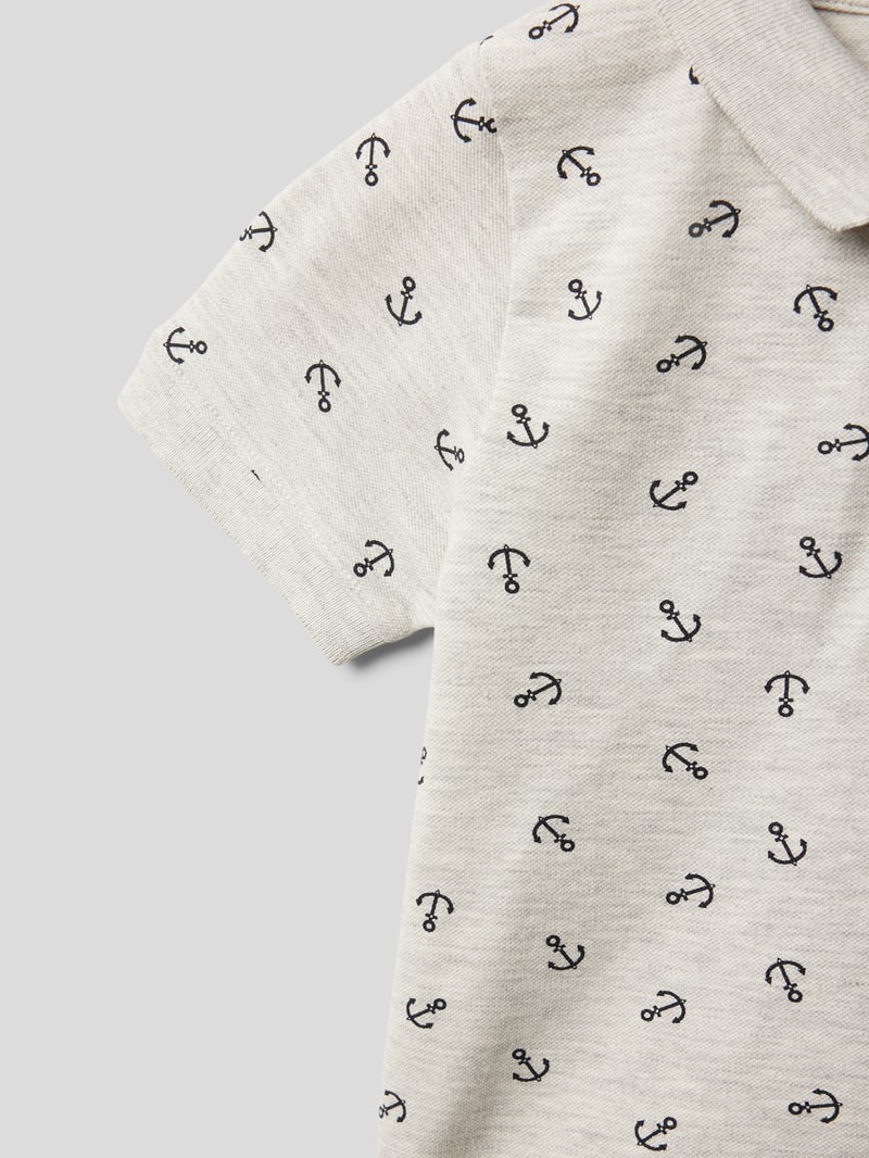 Poloshirt mit Allover-Muster Modell 'VOLO' in hellgrau