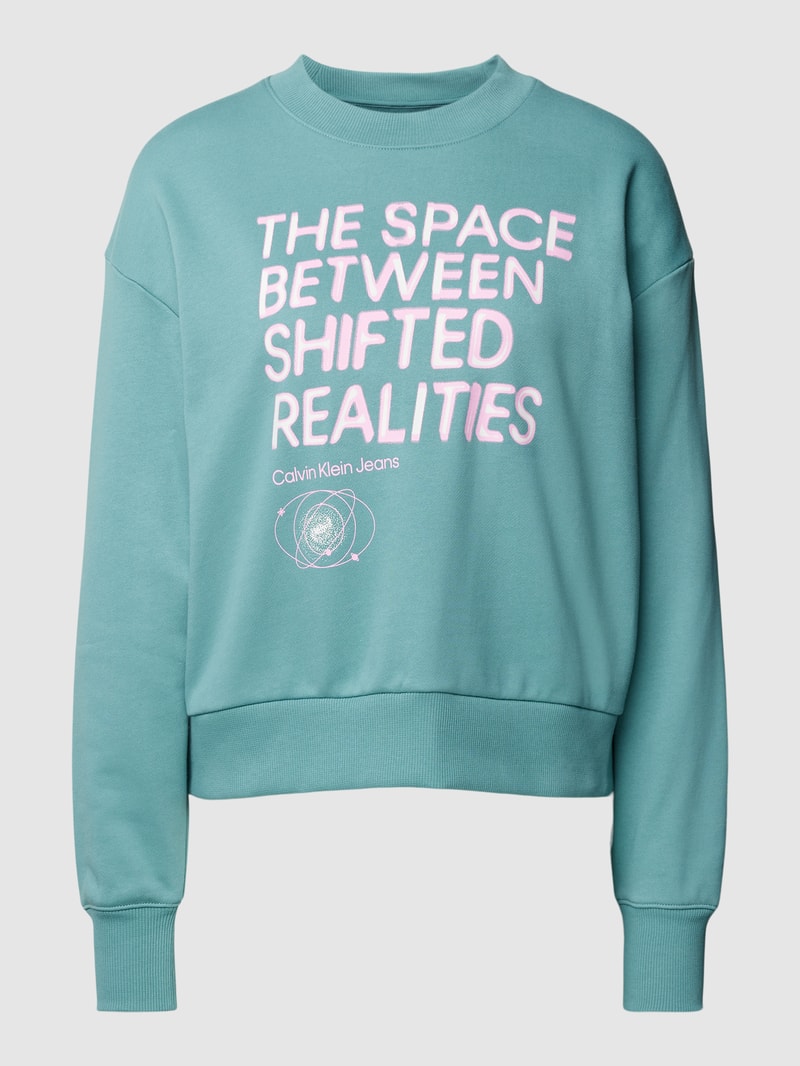 Sweatshirt mit Statement-Print Modell 'FUTURE FADE' in schilf