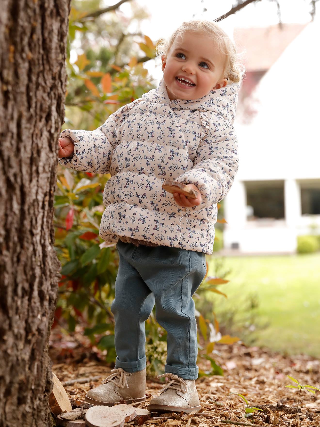 Vertbaudet Gefütterte Baby Steppjacke, Wickelform, Recycling-Polyester - dunkelblau