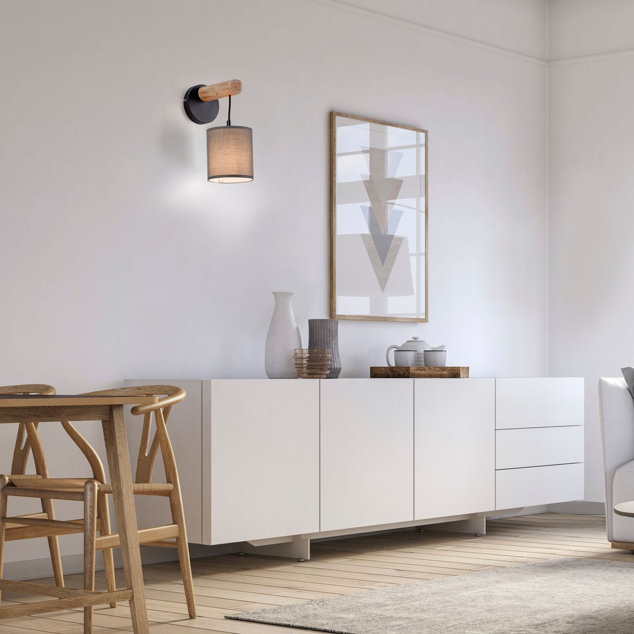 JUST LIGHT Wandleuchte GREEN TRIBU, 1x E27/10,00Watt max., Eukalyptusholz, Taupe
